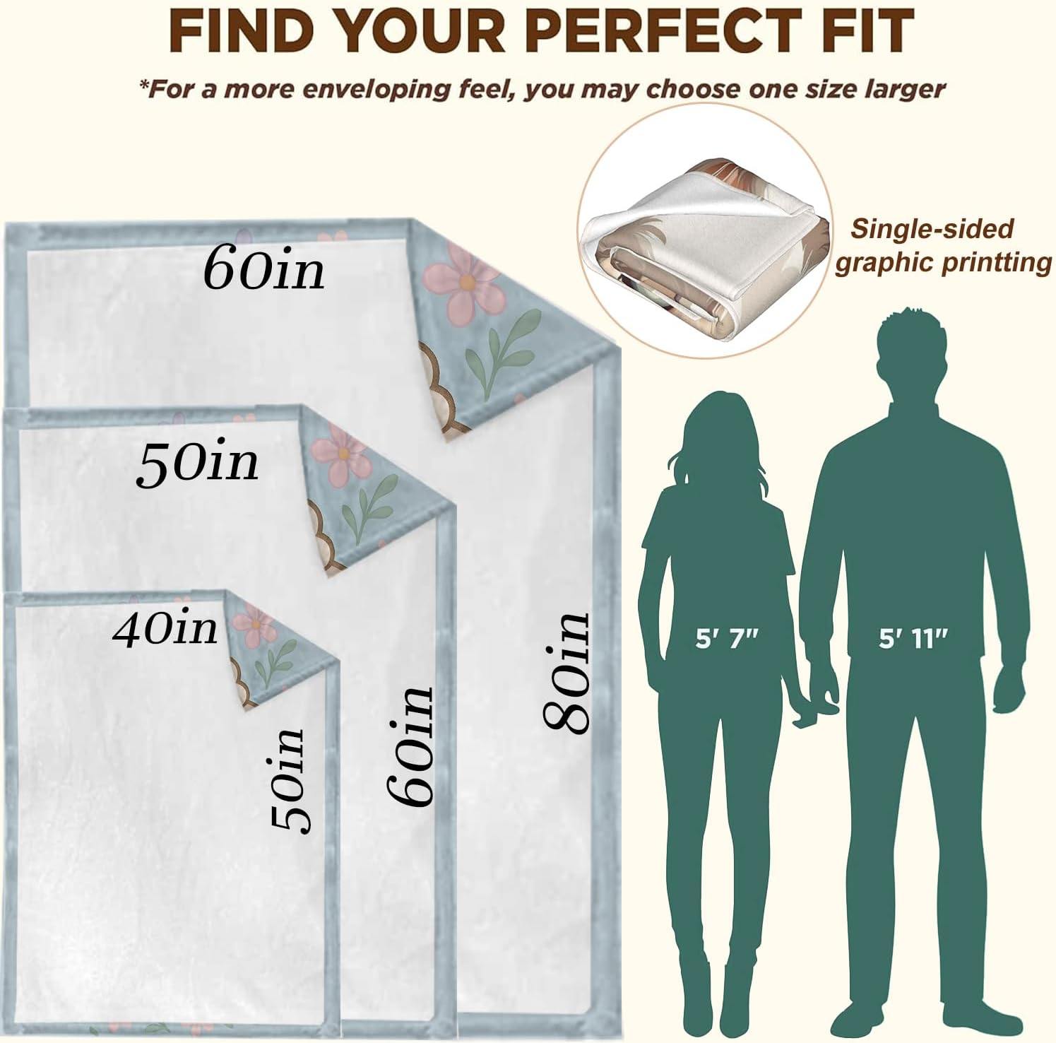 Cute Lamb Gifts, Baby Sheep with Bell and Floral Blanket for Girls Kids Women, Cozy Warm Flannel Throw Blankets for Bedroom, Travel, Couch, Home Decor, 50x60 in