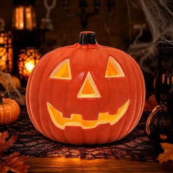 Halloween Light up Pumpkin | Plastic Jack O Lantern, LED, Orange