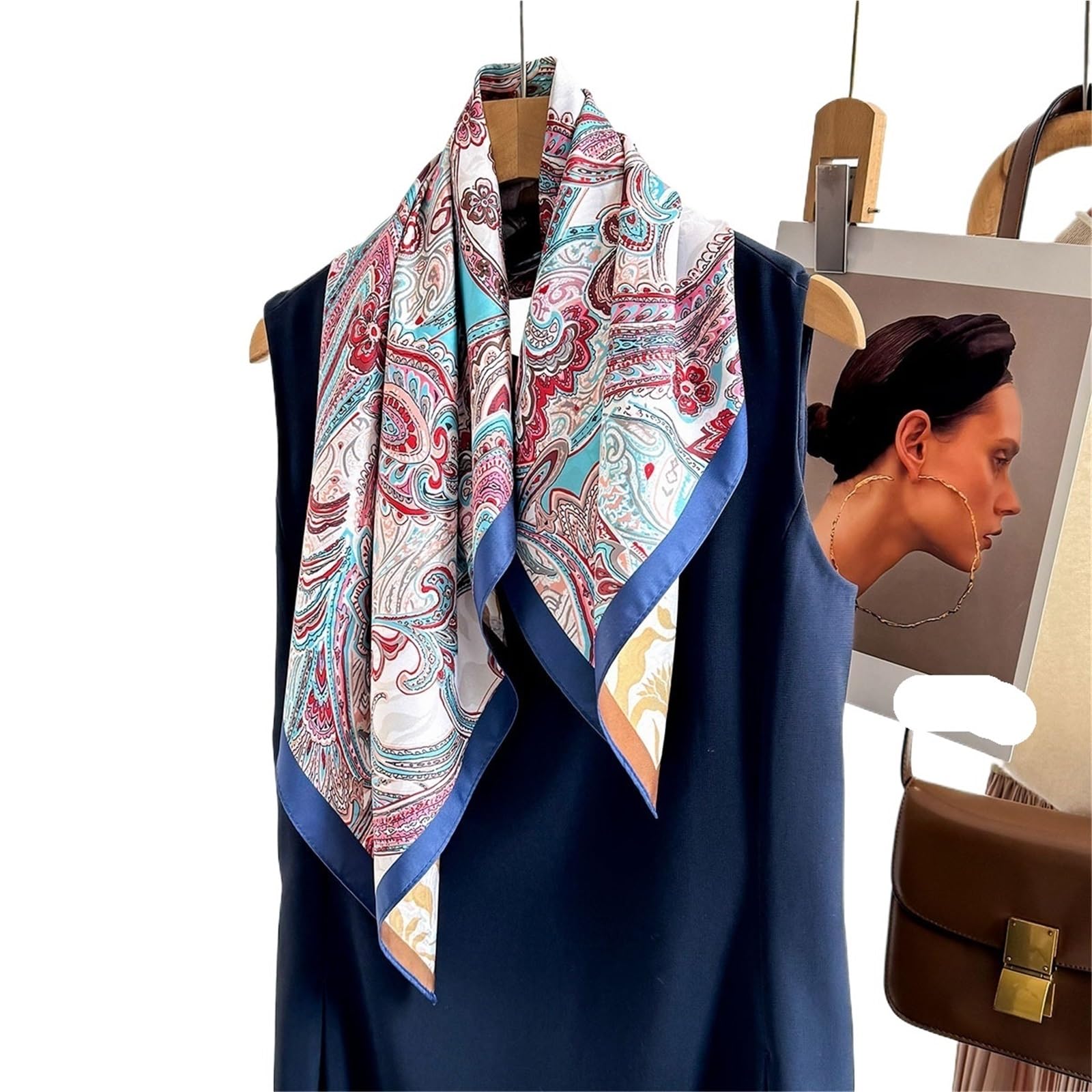Bufanda de Seda for Mujer, 1 Uds., Bufanda Cuadrada de Seda de imitación, pañuelo de Doble Cara for Mujer, Diademas Estampadas, chales