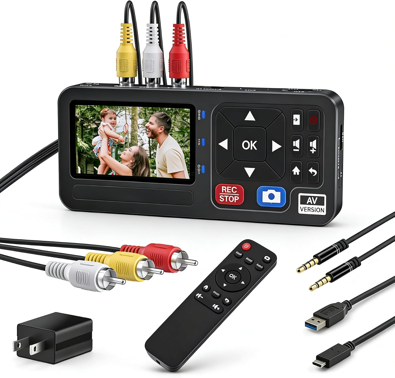 VHS to Digital Converter, Analog Video to Digital Recorder 1080P with Remote from VHS VCR DVR DVD Hi8 Mini DV Players Camcorder Retro Gaming Consoles