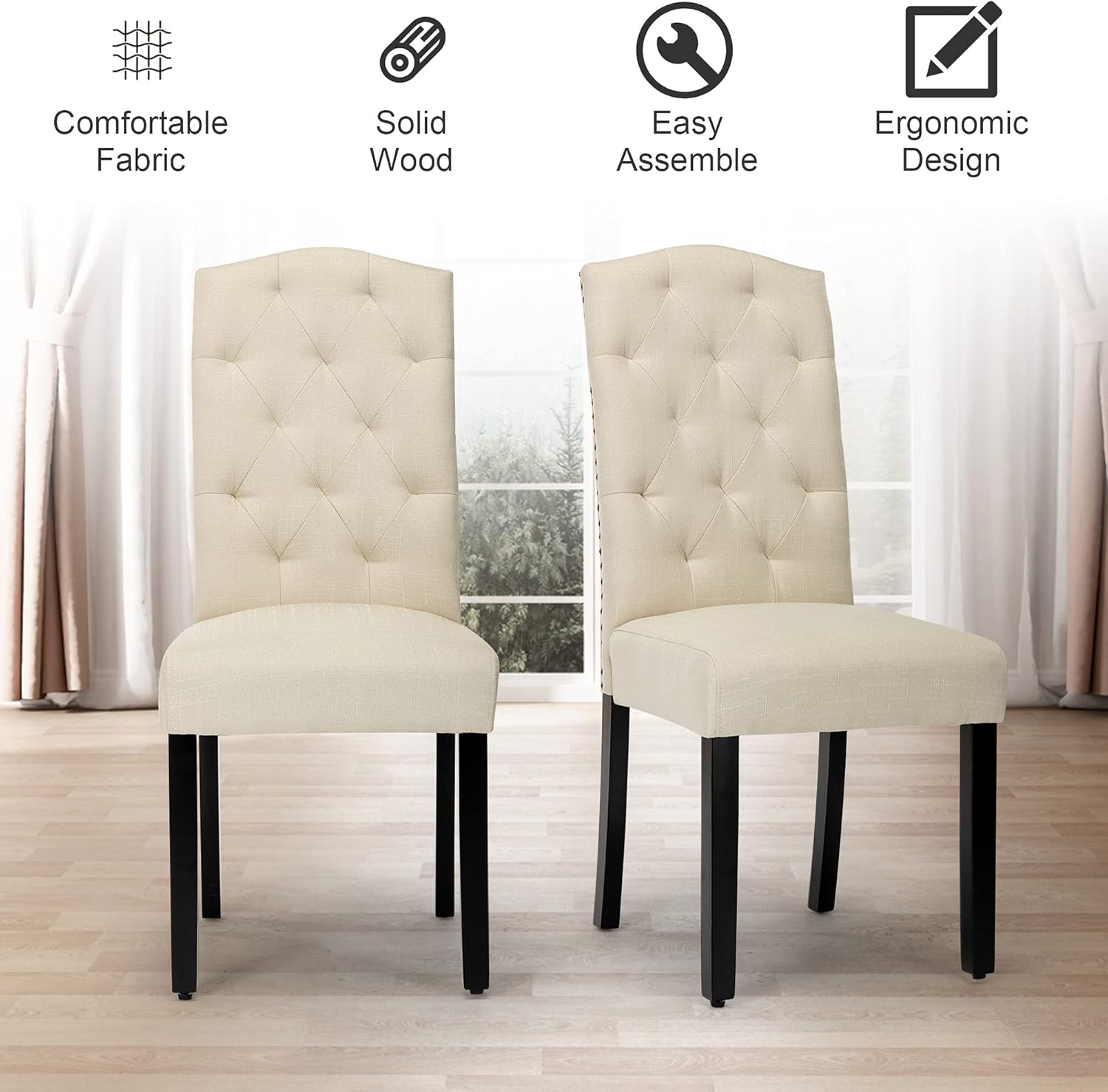 Buy Dining Chair Set Of 2 For Kitchen Dining Roomupholstered Armless Chair With Black Solid Wood Legsbeige Online In Indonesia B08c7cynny Buy Dining Chair Set Of 2 For Kitchen Dining Roomupholstered Armless Chair With Black Solid Wood Legsbeige Online In Indonesia B08c7cynny