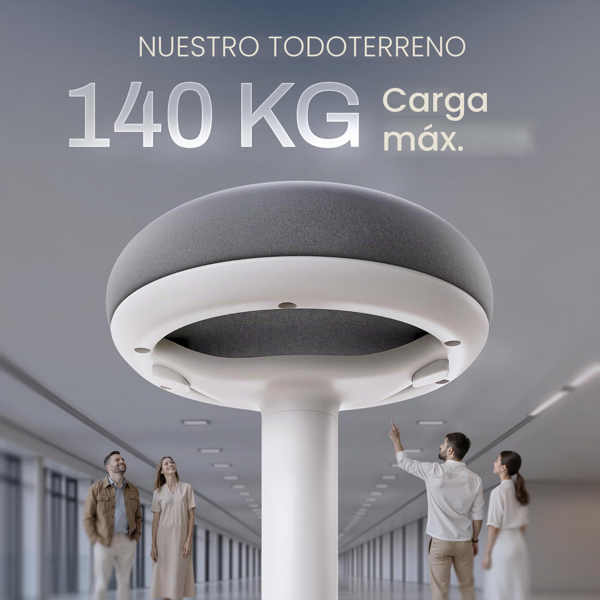 Taburete de oficina Ergonómico [Certificado] Taburete 2 en 1 y taburete de pie taburete ergonómico ajustable en altura blanco para oficina y escritorio - Taburete ondulado + silla de péndulo
