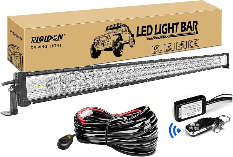 RIGIDON Háromszoros LED Fénysáv 132cm 675W 12V - Terepjáró Világítás Autókhoz, SUV, ATV, UTV, Teherautó, 4x4 Járművekhez, 6000K Fehér