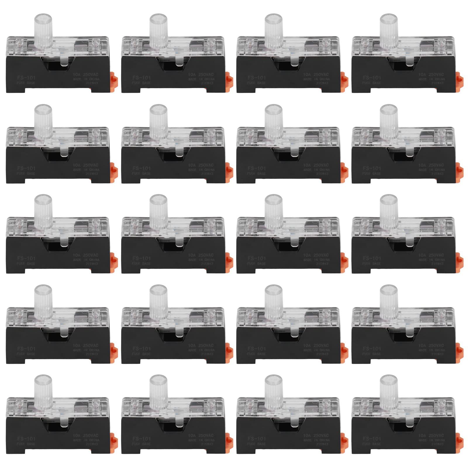 Porta Fusibile 20 Pc a Bassa Tensione 1 Supporto per Guida Involucro con Luce 10A 250 V FS - 101 6x30mm