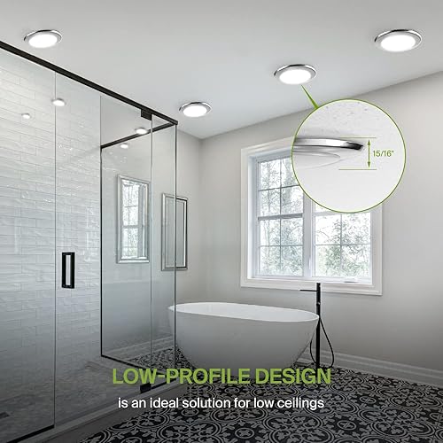 Miniatura 4 de ASD Paquete de 6 luces LED de disco de 6 pulgadas, 15 W 5CCT 2700K-5000K 1245LM CRI90+, lámpara de techo regulable, disco de montaje en superficie