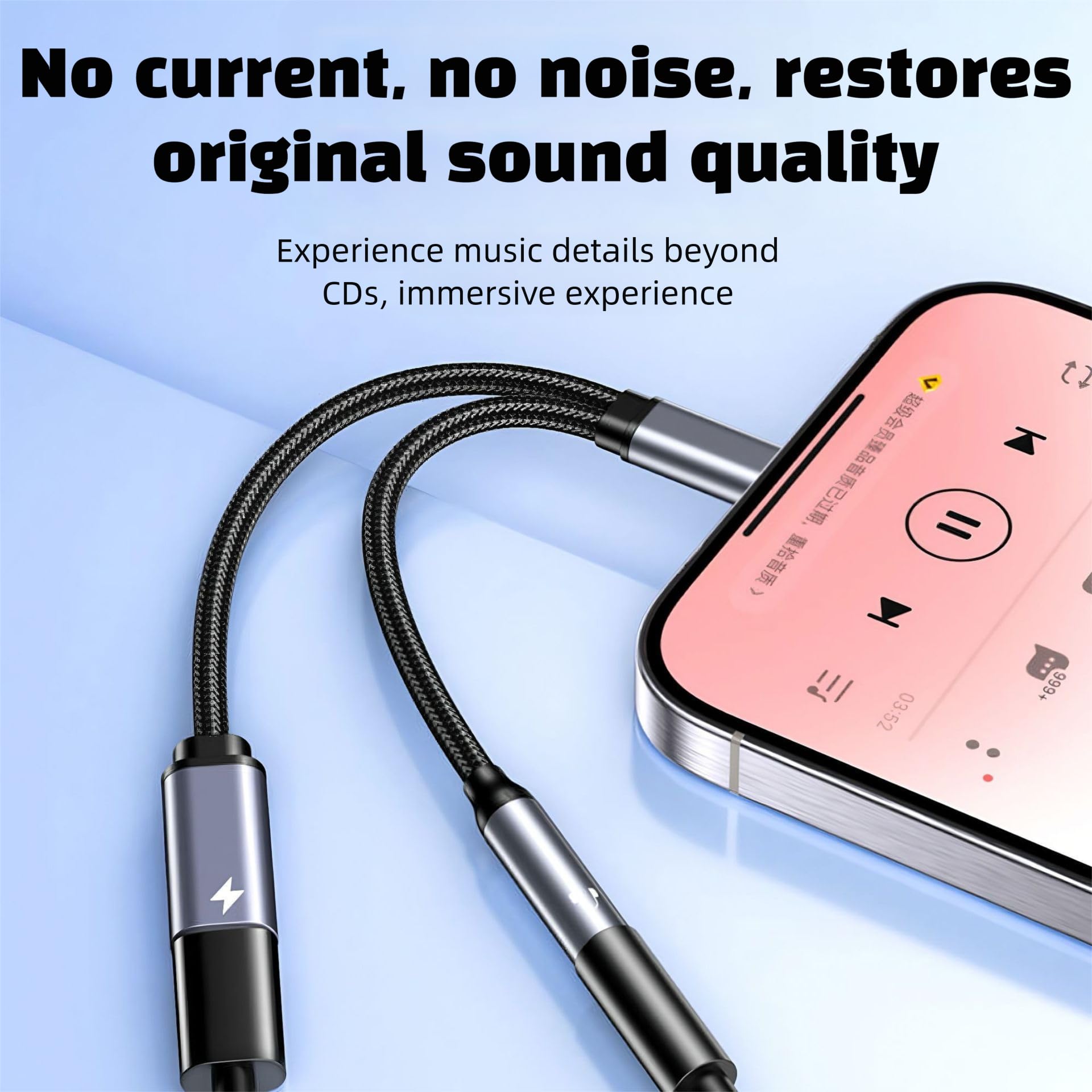 Adaptador de auriculares USB-C a 3.5 mm, carga rápida 2 en 1 y dongle de audio, color gris