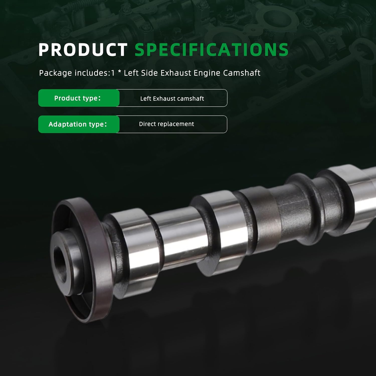 Left Side Exhaust Engine Camshaft, for Dodge Grand Caravan Charger Journey, for Ram 1500 ProMaster, for Jeep Cherokee, for Chrysler 300, 3.6L V6, 2011-2016, 5184377AG