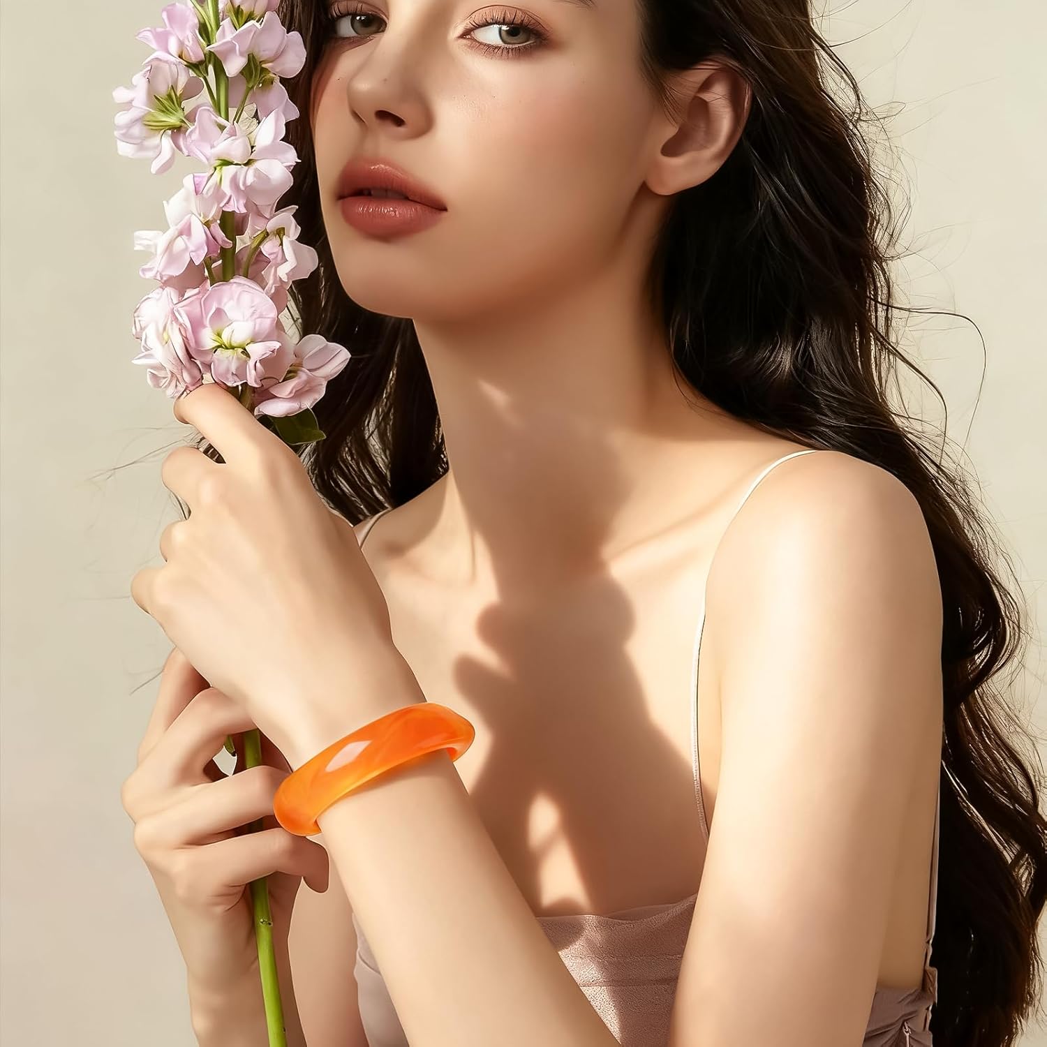 Chunky Acrylic Bracelets for Women -4Pcs Trendy Chunky Bangle Fashion Big Stackable Bangles Set, Trendy Cuff Bracelet Stack Fashion Womens Jewelry Gifts - Image 3