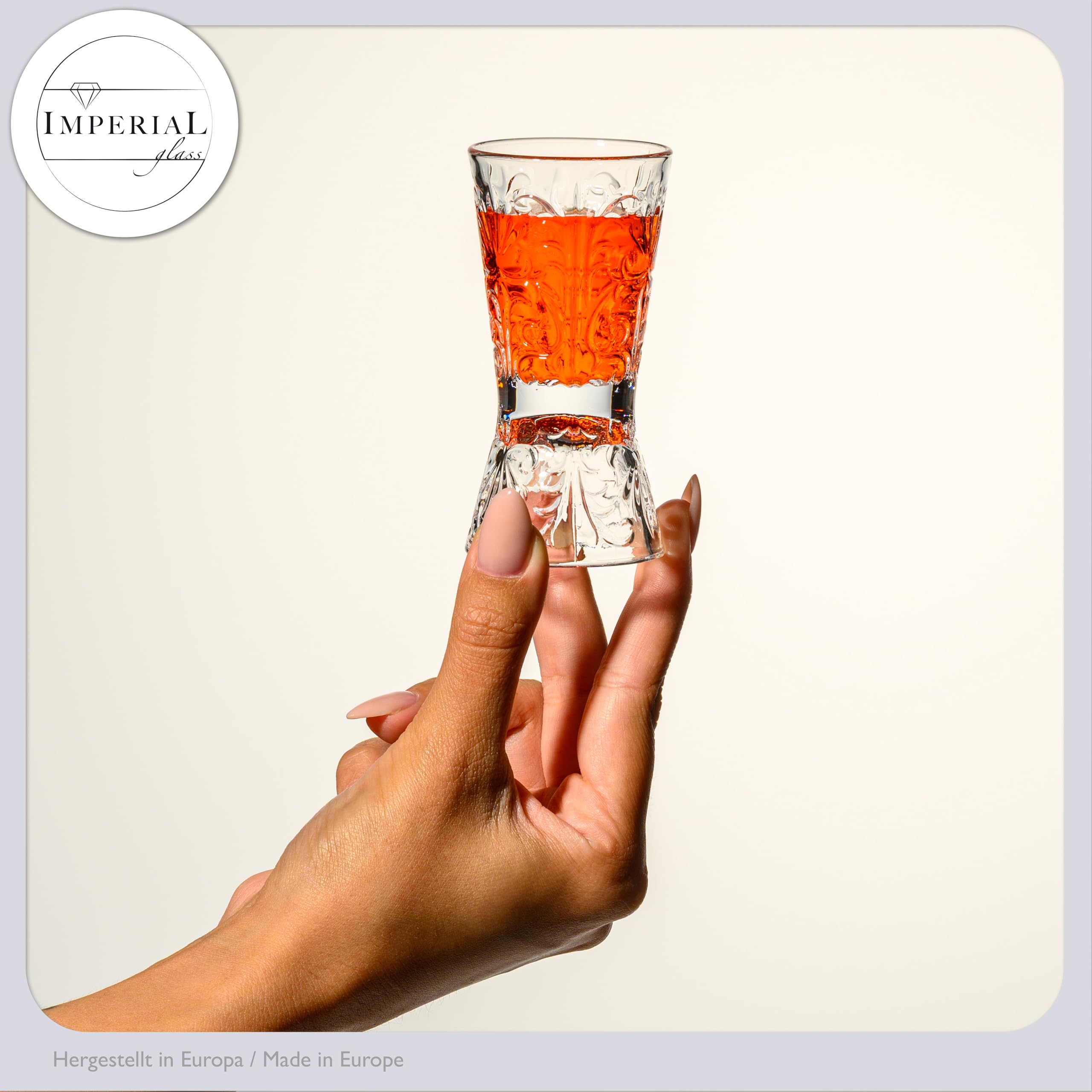Juego de 6 vasos de chupito de cristal Crystalline, reversibles, 30 ml/60 ml, vasos de chupito Tiki con relieve, aptos para lavavajillas