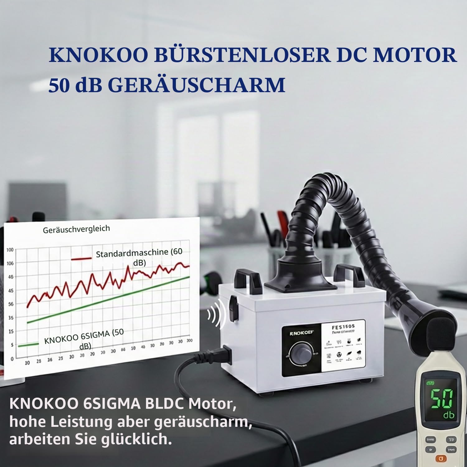 FES150S Lötzauchabsaugung, 200 m³/h, 100 W, starke Saugkraft, geräuscharm, 3-stufige Filtration, 99,97% Reinigung, für 5W Lasergravierer und Tischlöten, Elektronikreparatur Rauchabsorption（220V） | Für Werkstätten Lötbank und Lasergravur, 100 W, 200 m³/h (