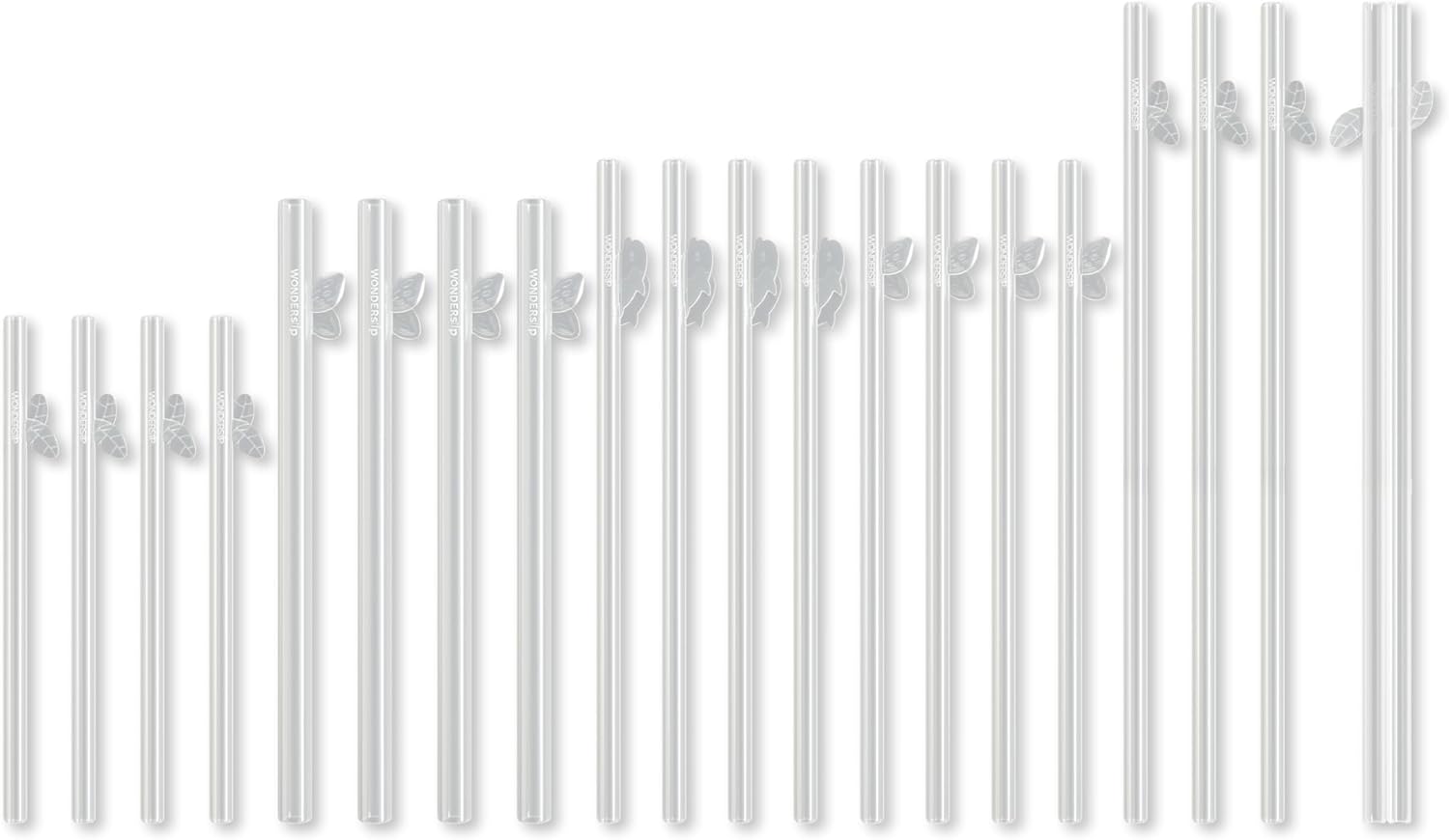 WonderSip Snap-Open Reusable Straws Variety Paradise Pack - Dishwasher-Safe and BPA-Free - Clear - Pack of 20