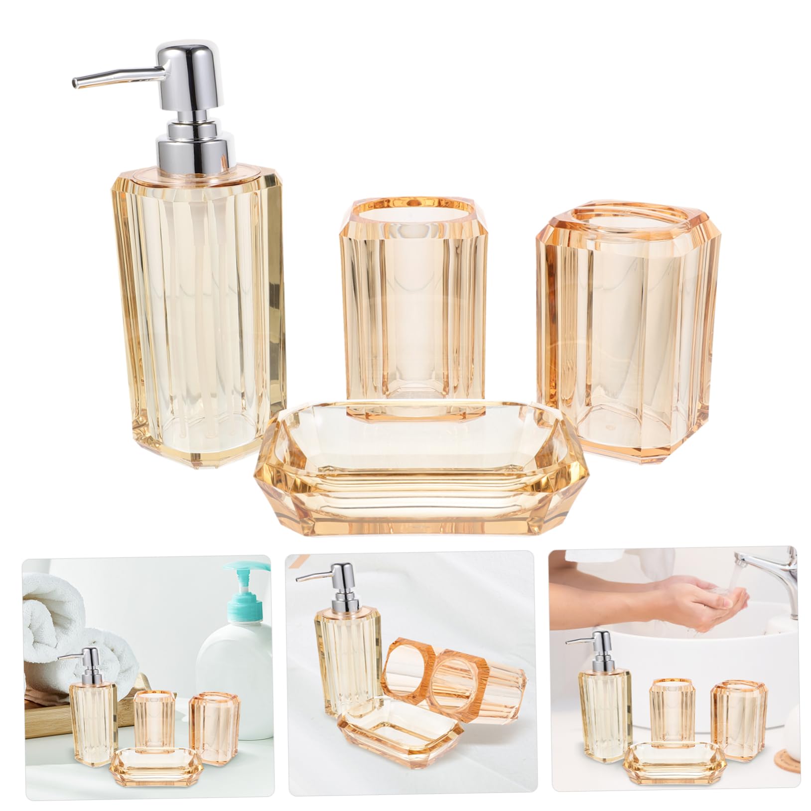 Mipcase Set de Baño de Acrílico Jabonera Porta Cepillo de Dientes Elegante para Baño