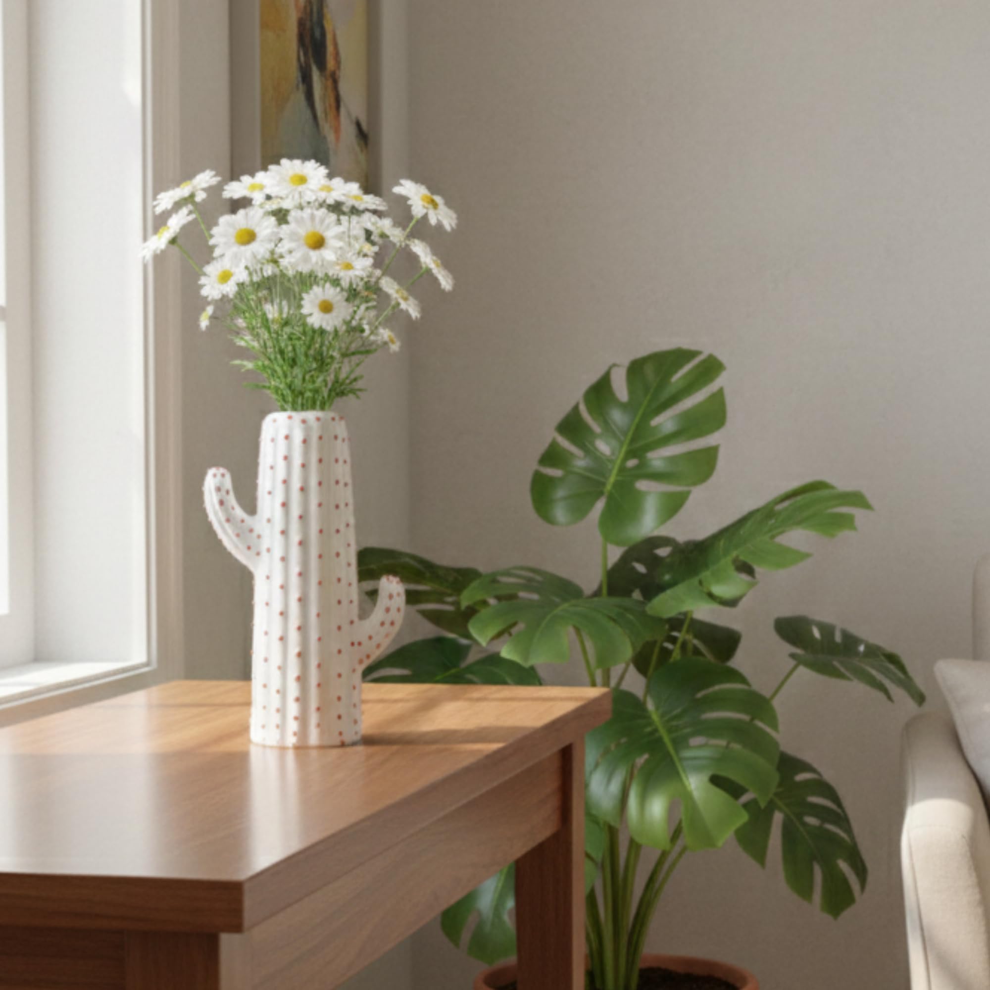 Cactus Shape Decorative Flower Vase | Ceramic Table Vase for Home Decor | Modern Indoor Planter Vase-image-12