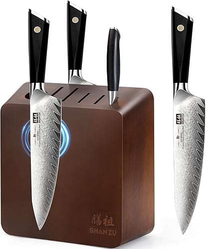 Cuchillo de chef de Damasco de 8 pulgadas con bloque magnético para cuchillos, soporte magnético de doble cara, cuchillo de cocina de acero japonés