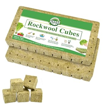 Halatool 100PCS 1 Inch Rockwool Cubes - Rock Wool Seed Starter Plugs for Seedling Starter, Hydroponic Gardening, Soilless Cultivation & Plant Cloning 2Sheets