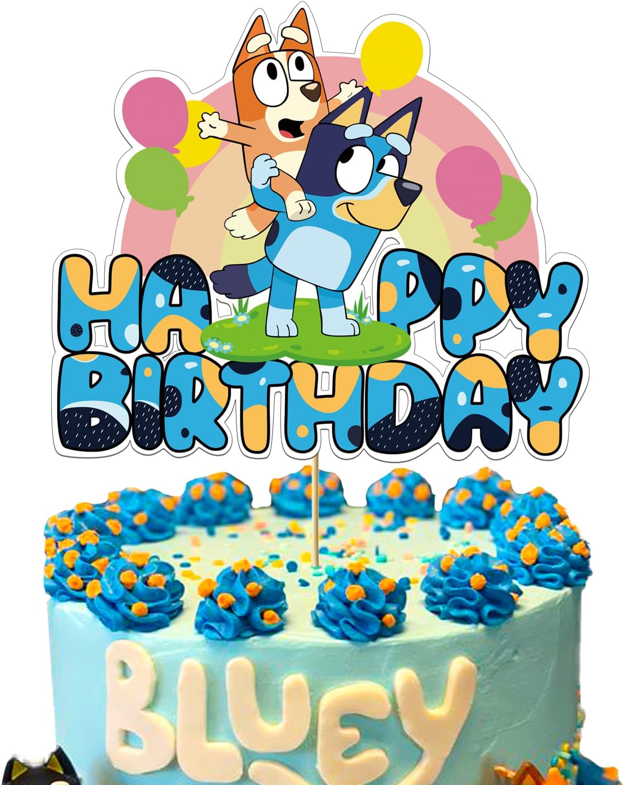 Blue Dog and Friends Birthday Cake Toppers Party Decor Boy Girl Baby Shower Party Supplies