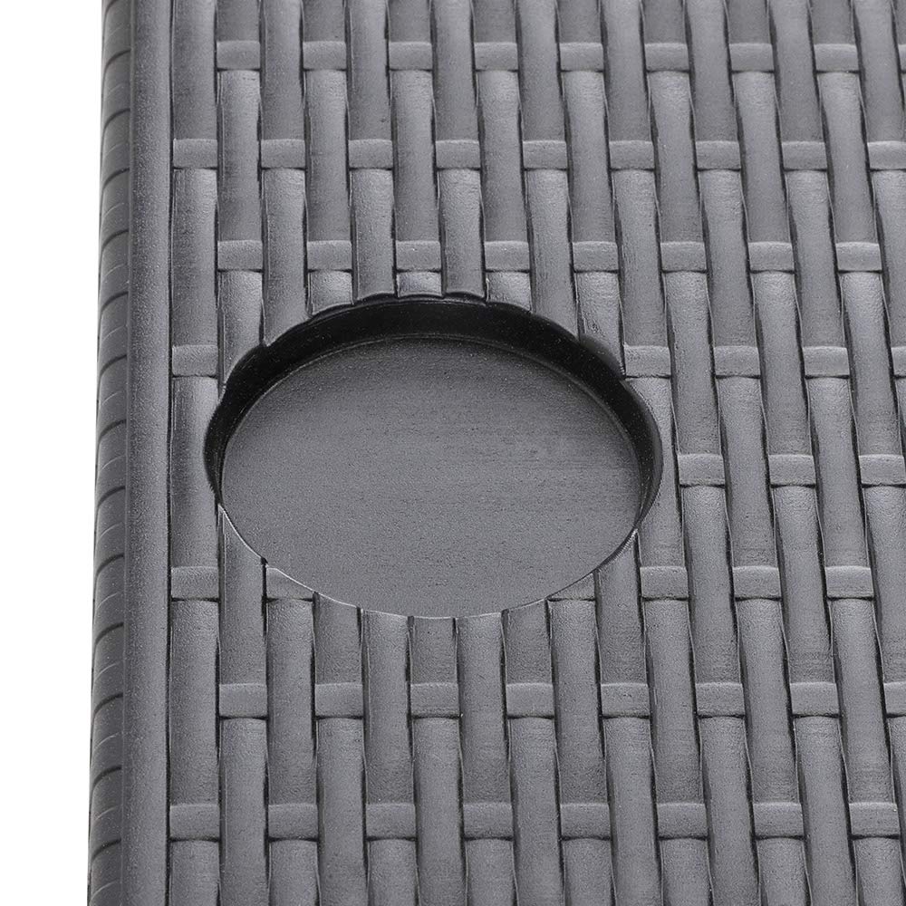 BAKAJI Tavolo Pieghevole da Ringhiera Esterno Balcone Altezza Regolabile Metallo Polyrattan Portabicchieri 60x64cm Nero