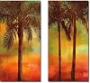 Sunset Palms I & II by John SEBA 2-pc Premium Gallery Wrapped Canvas Giclee Art Set 36 in x 18 in Each Canvas in Set, Ready-to-Hang