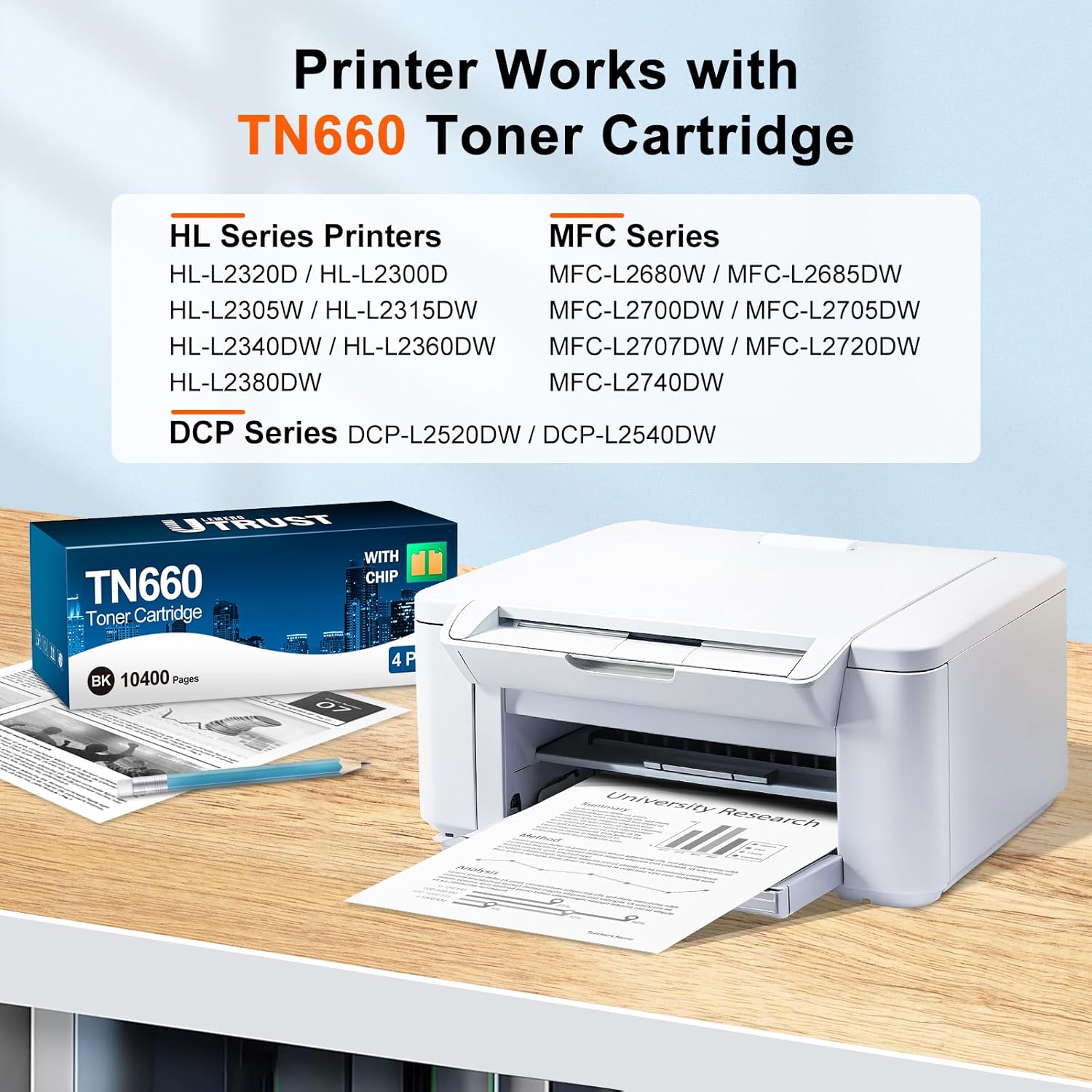 Compatible TN660 Toner Cartridge Replacement for Brother TN660 TN-660 TN630 Toner High Yield for HL-L2300D HL-L2380DW HL-L2320D DCP-L2540DW HL-L2340DW HL-L2360DW MFC-L2720DW (Black, 4 Pack)