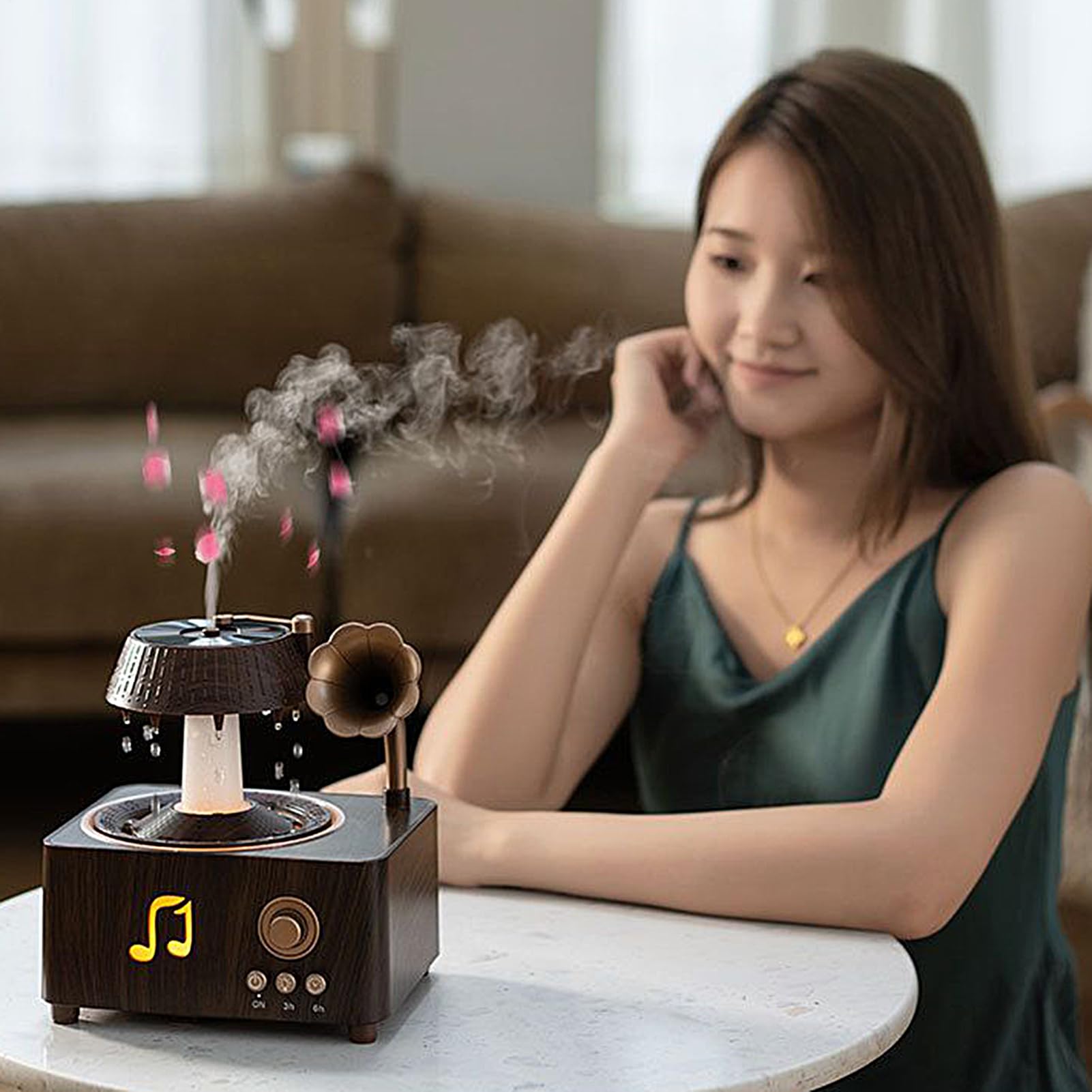 Diffusore Pioggia Profumatore d'Ambiente Retrò da 250ml con LED | Diffusore a d'Acqua con Spegnimento Automatico per Hotel Casa Auto Soggiorno Camera da Ufficio Domestico Relax