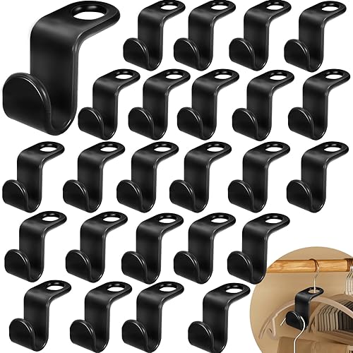 200 ganchos de plástico para colgar ropa, clips extensores para ahorrar espacio, organizador de armario resistente (negro)