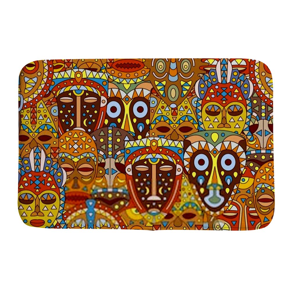 Tapis de bain 91x61cm velours corail absorbant tribu ancienne