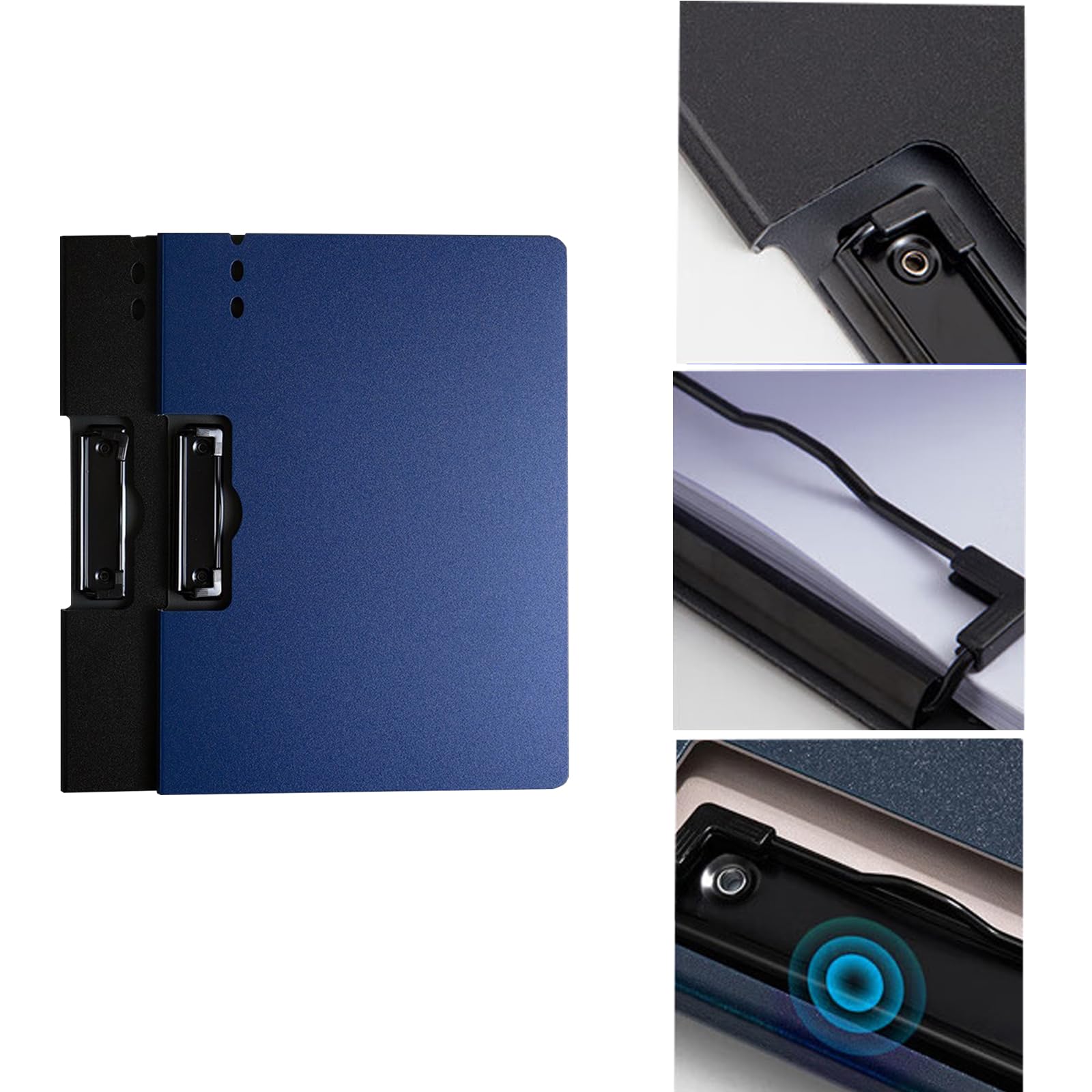 Porte-Blocs A4 Pliables, Lot de 6 Presse-papiers Avec Couvercle, Dossier Presse-papiers pour Hôpital, Bureau, école, Entreprise - Bleu