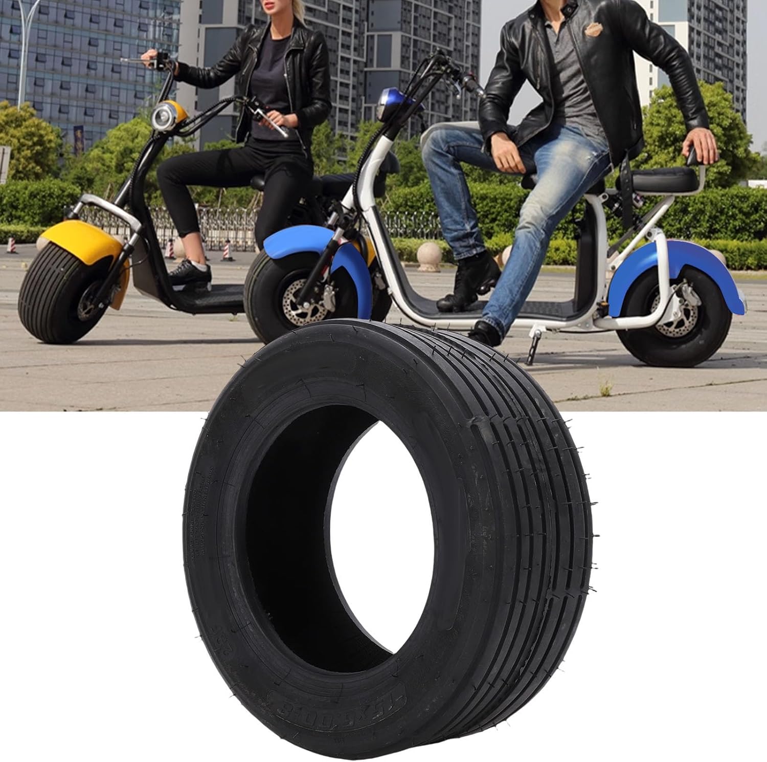 Luocute 15x6.0-8 Tubeless Tire, Tread Pattern with Enhanced Traction Technology, for Citycoco Electric Scooter Replacement