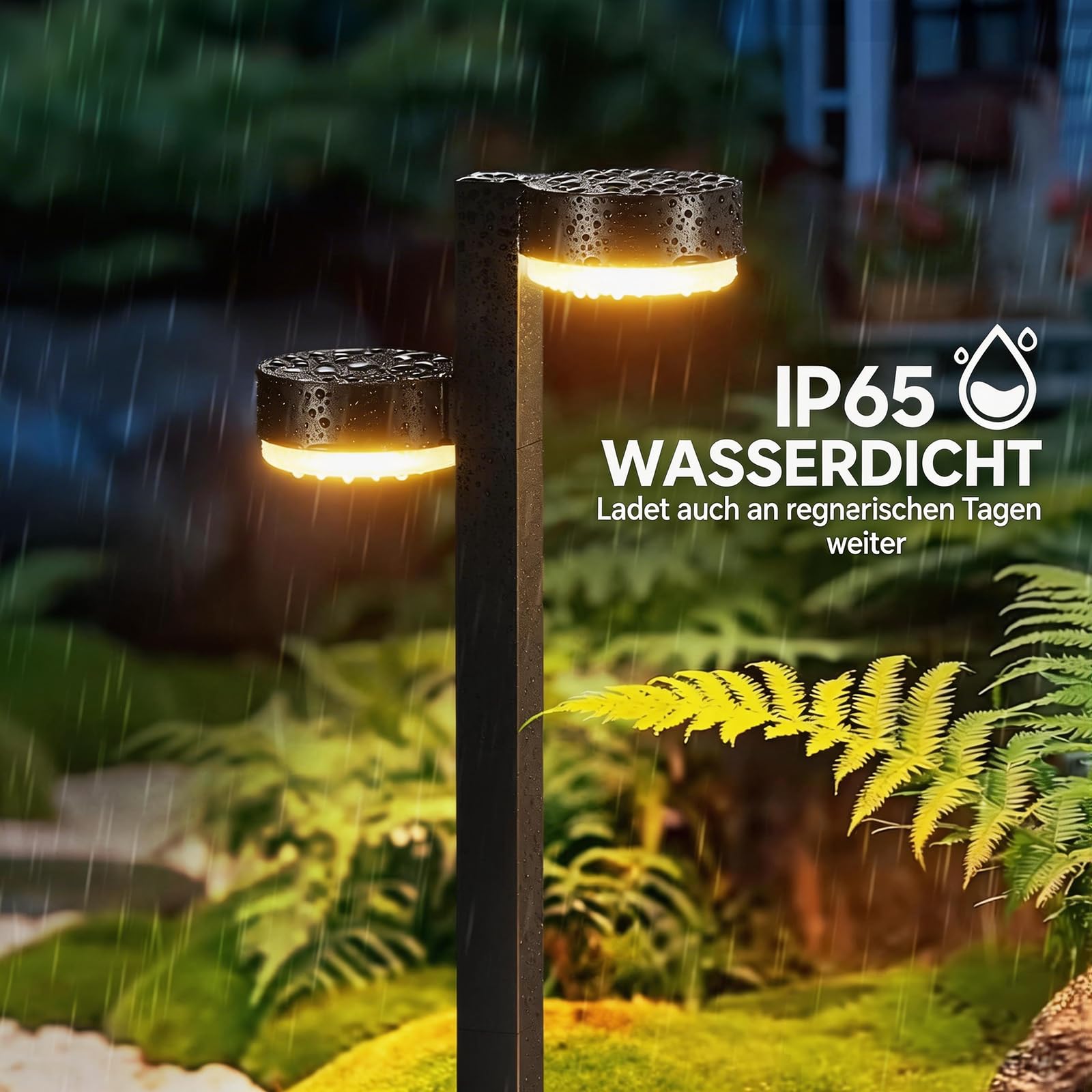 GEARLITE Solarlampen Außen Garten 4 Stück Solarleuchten 96 LEDs Warmweiß IP65 Wasserdicht Auto On/Off Wegeleuchte