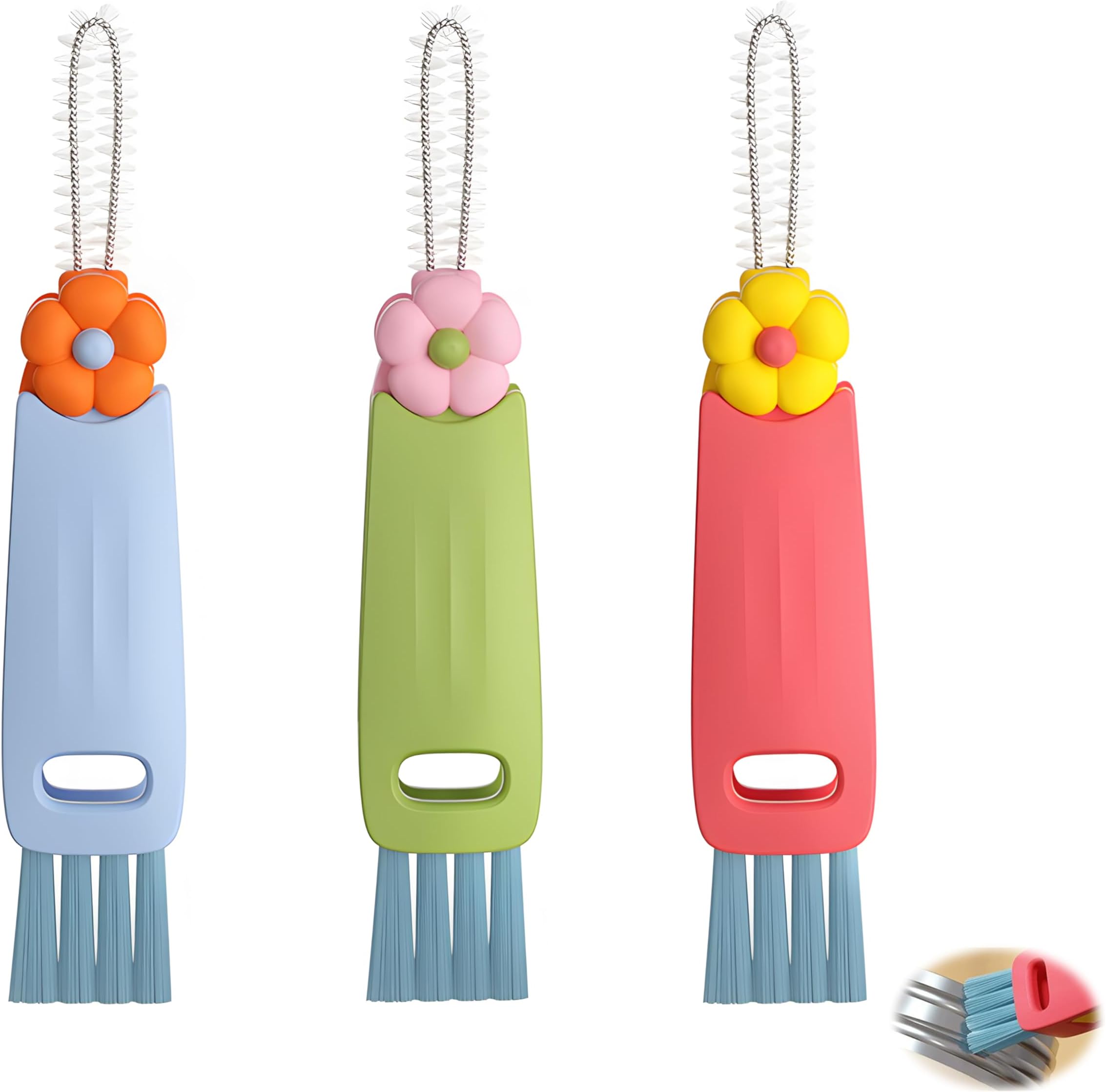 – 3 in 1 Cup Lid Gap Cleaning Brush Set, Portable Bottle and Cup Lid Cleaner Brushes, Multifunctional Water Bottle Gap Cleaning Tools, 3pcs Kitchen Cleaning Brush Kit for Travel, Home, and Office Use
