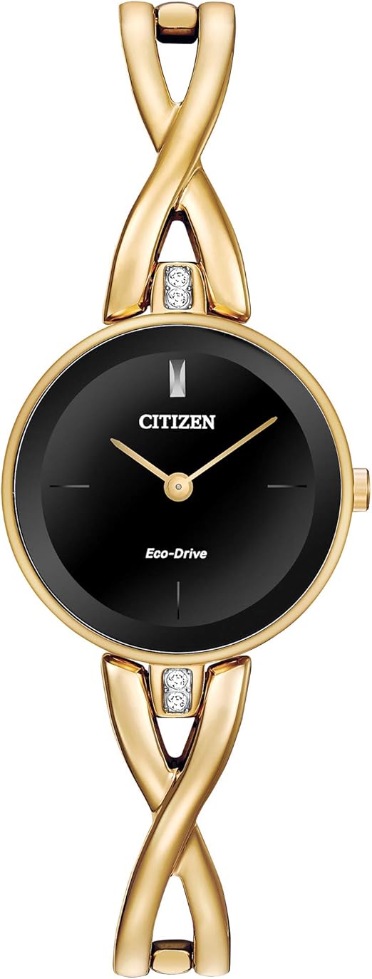 Amazon Com Citizen Eco Drive Axiom Quartz Womens Watch Stainless Steel Crystal Gold Tone Model Ex1422 54e Clothing Shoes Jewelry
