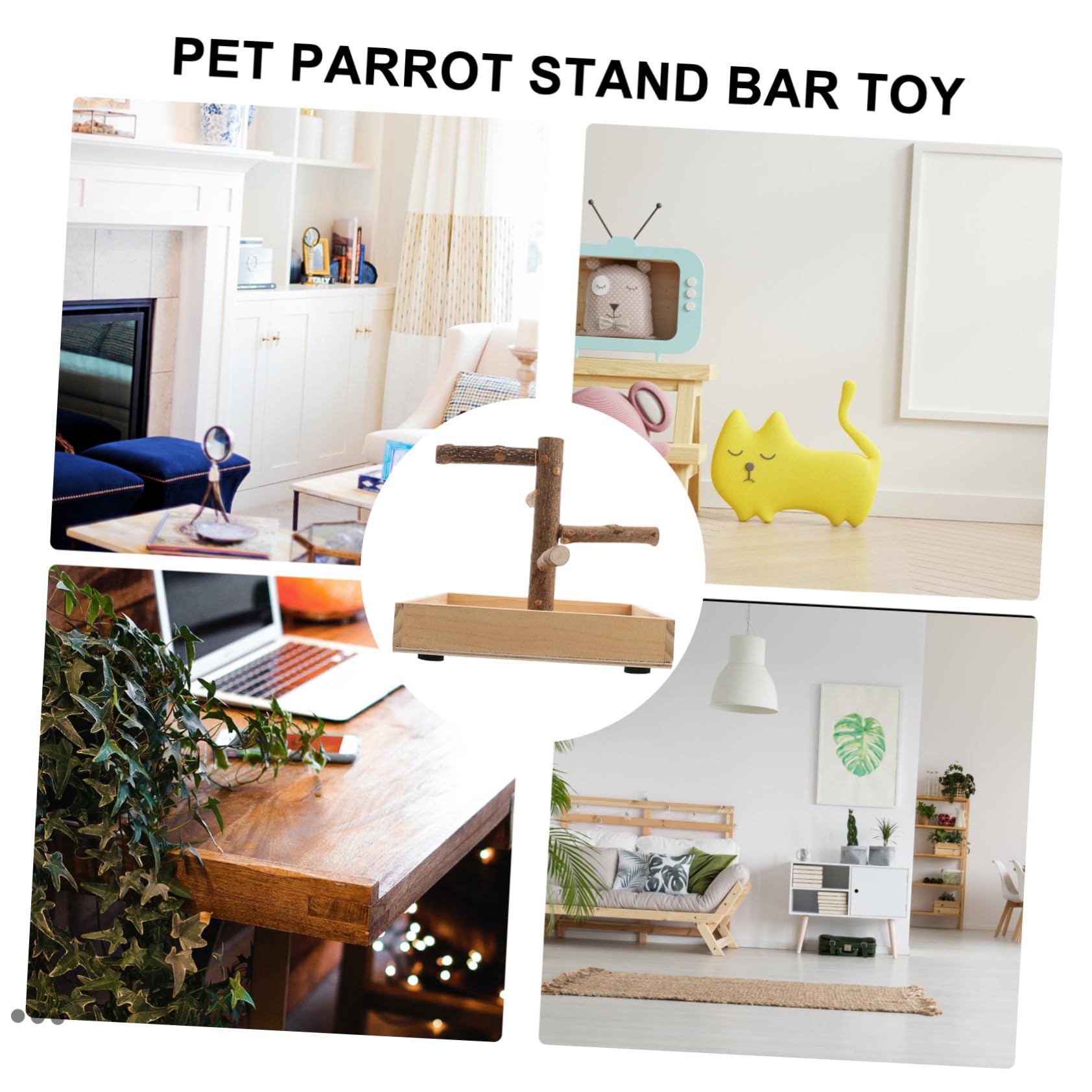 Percha para Pájaros de Madera Beige para Periquitos y Cacatúas, Soporte para Perchas Que Desarrolla Equilibrio y Coordinación, Posadero para Loros en Jaula