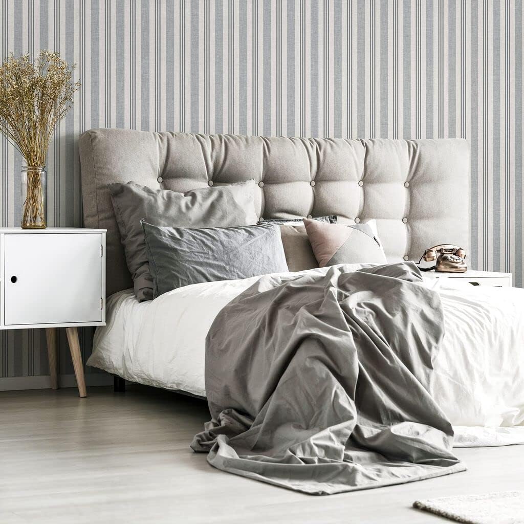 Superfresco Soft Ticking Stripe Slate Grey Wallpaper