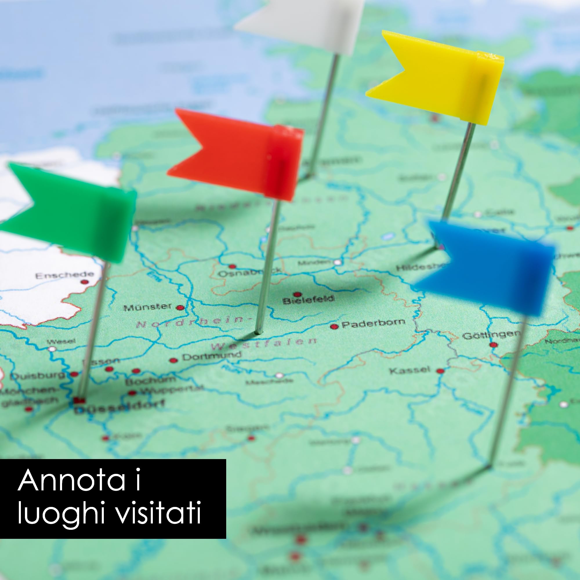 500 Puntine Da Mappa Colorate - Testa In Acciaio Con 10 Simboli, 1.5 Cm, Per Segnalare Percorsi E Punti Di Interesse