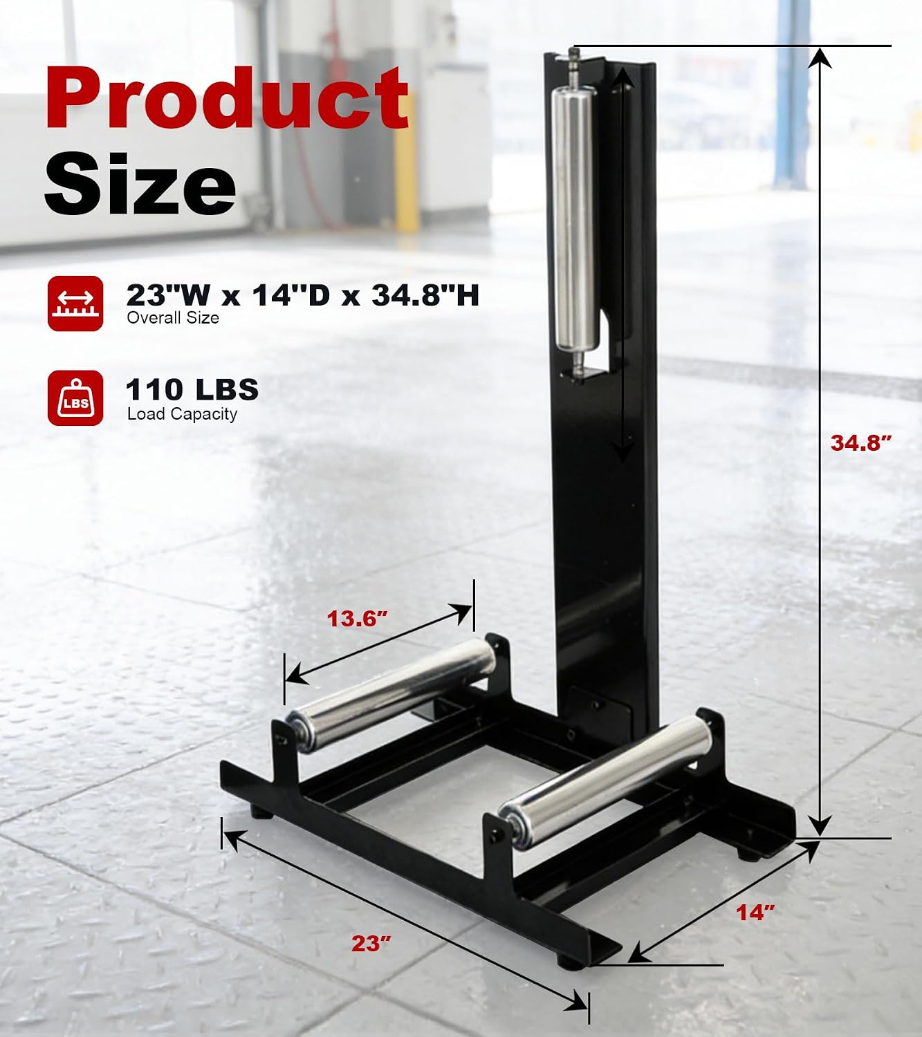 360° Rolling Wheel Detailing Stand, Heavy Duty Steel Wheel Cleaning Stand for Tire, Rim Polishing, Ceramic Coating, Car & Motorcycle Wheel Roller Stand