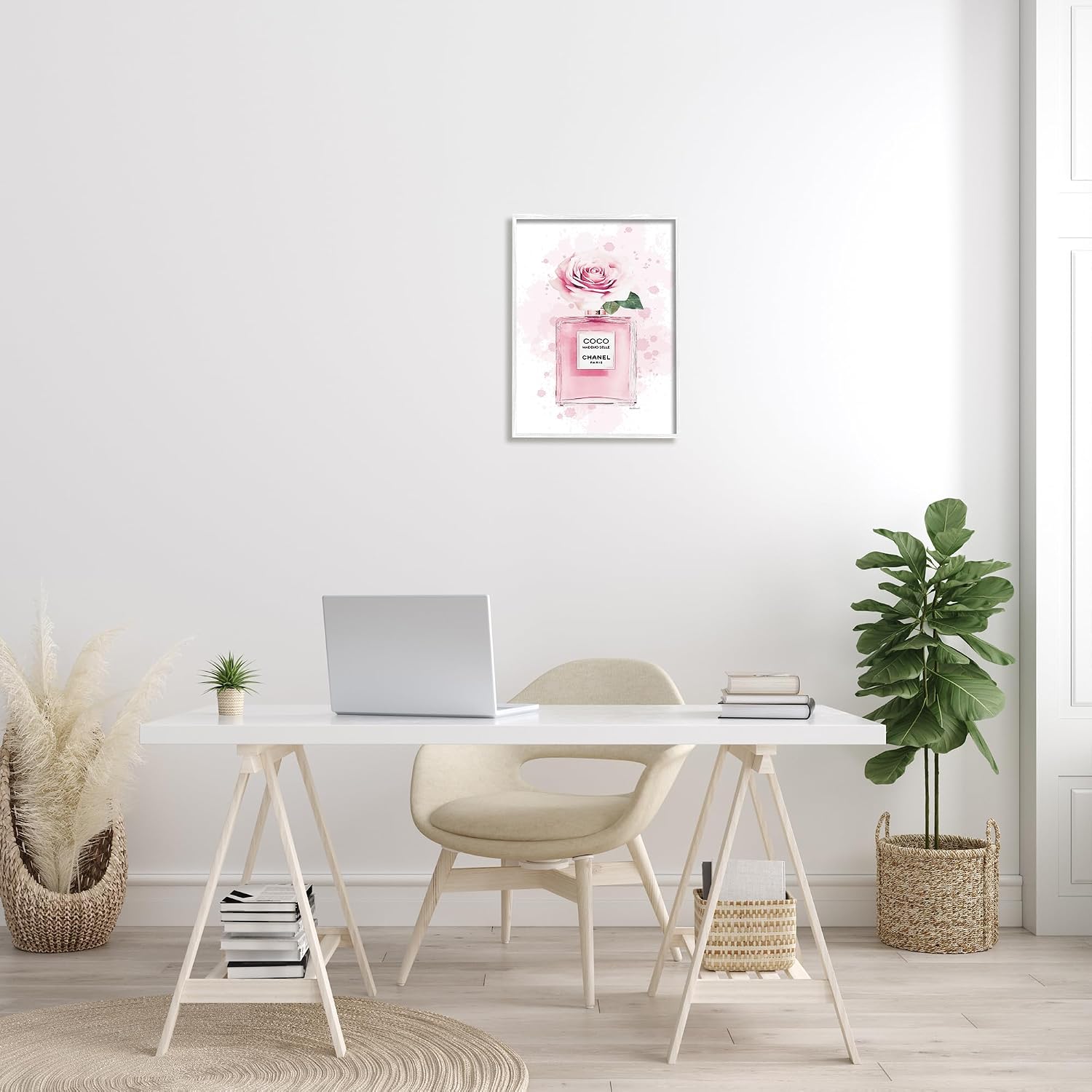 Stupell Industries 'Pink Flower Perfume Fashion Glam', Framed Giclee Art, White, 16 x 20 Inches, Easy to Hang and Sturdy, Made in USA, by Amanda Greenwood
