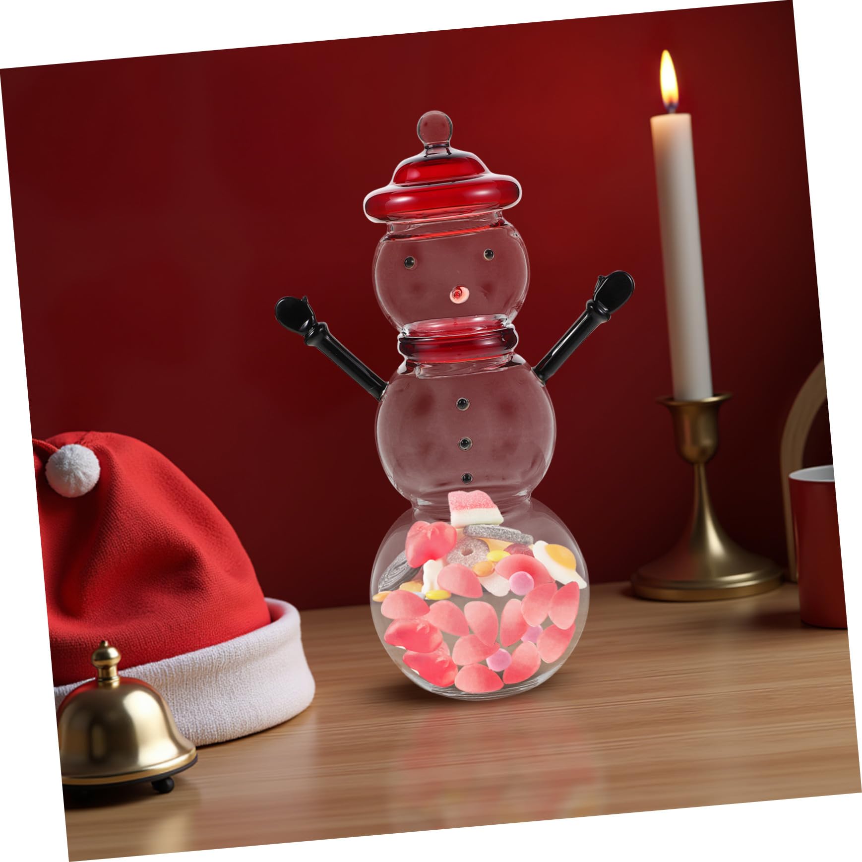 Garneck Bonbonniere avec Couvercle Décoratif Bocal Bonhomme pour Fête de Noël Présentoir à Bonbons Verre
