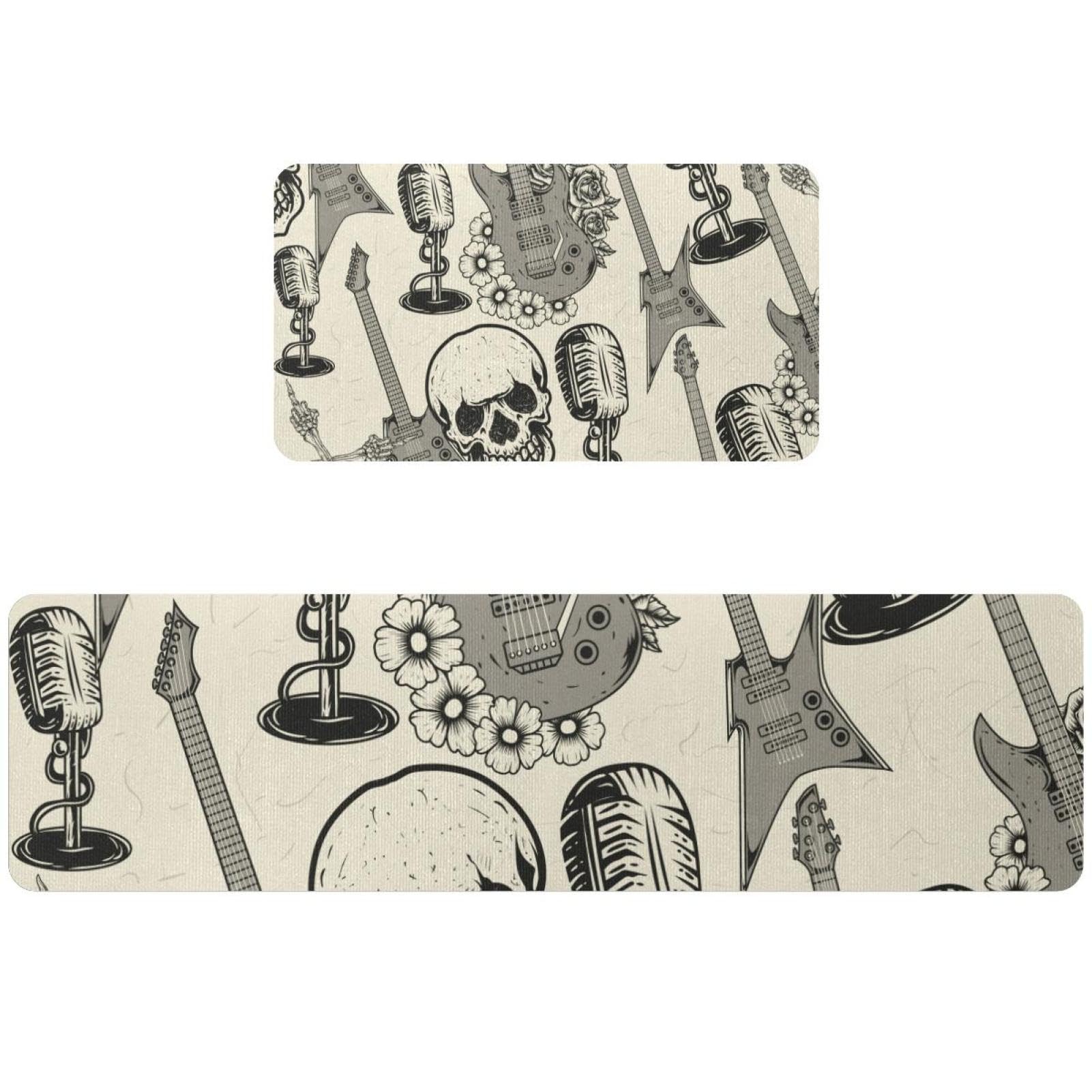 Tapis de cuisine antidérapant lot de 2 style rock pour sécuriser couloir et buanderie