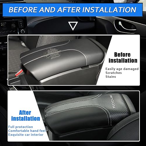 Miniatura 6 de Funda para reposabrazos de consola central de automóvil para Nissan Rogue 2014-2020, de piel, antiarañazos, protector de tapa, accesorios