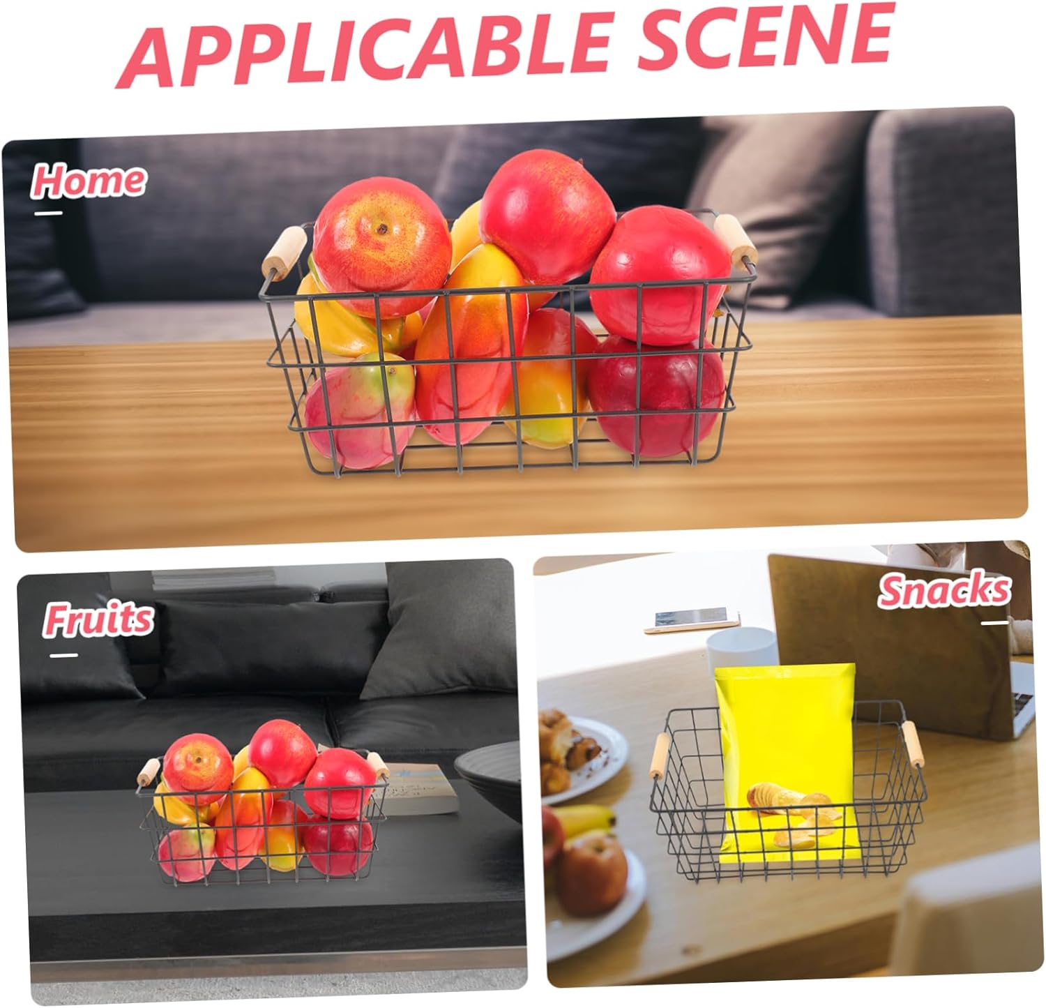 2pcs Metal Organizer Basket Large Small Storage Containers Stylish Iron Art for Snacks Toys and Sundries Random Colors for Home Organization
