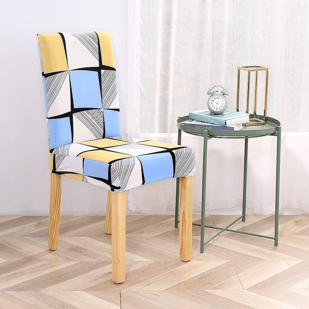 Exclusive Discount 90% Price Umineux Stretch Dining Chair Covers, Printed Dining Chair Slipcovers, Removable Washable Spandex Short Chair Seat Protector for Dining Room, Hotel, Party (2 Per Set, Geometric)