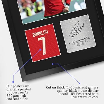 HWC Trading Cristiano Ronaldo Portugal Gifts Printed Signed Autograph Picture for Football Fans and Supporters - A3 Portrait Framed