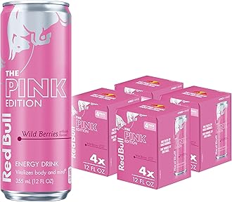 Red Bull Pink Edition Energy Drink, Wild Berries, 12 fl. oz., Pack of 16 cans, with 80mg Caffeine, Taurine & B Vitamins