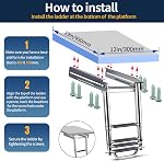 3-4 Step Boat Ladder Under Platform Slide Mount Boat Boarding Ladder, Telescoping Ladder with a Carry Handle and Mounting Screws, Press-Type Spring Latch (4 Steps)