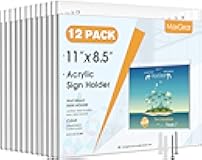 Wall Mount Sign Holder 8.5 x 11 Inch, Clear Plastic Picture Frames with Mounting Screws, Door Sign Holders and Document Display Frame for Home, Office, Store, Landscape, 12 Pack