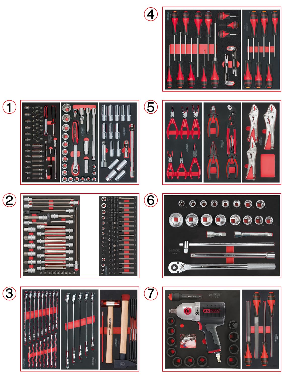 KS Tools 714.0337 Composition d’Outils 7 tiroirs pour Servante d'Atelier | Composition d’outils 7 tiroirs pour servante, 337 pièces, rangement atelier