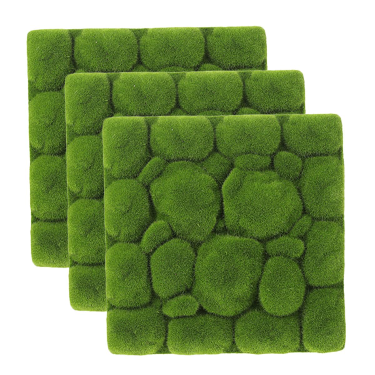 3 Piezas Paneles Decorativos de Musgo Artificial Espuma 30x30 Cm, Almohadillas Realistas para Decoración de Pared, Jardín y Micropaisajes, Accesorio Versátil para DIY en Hogar