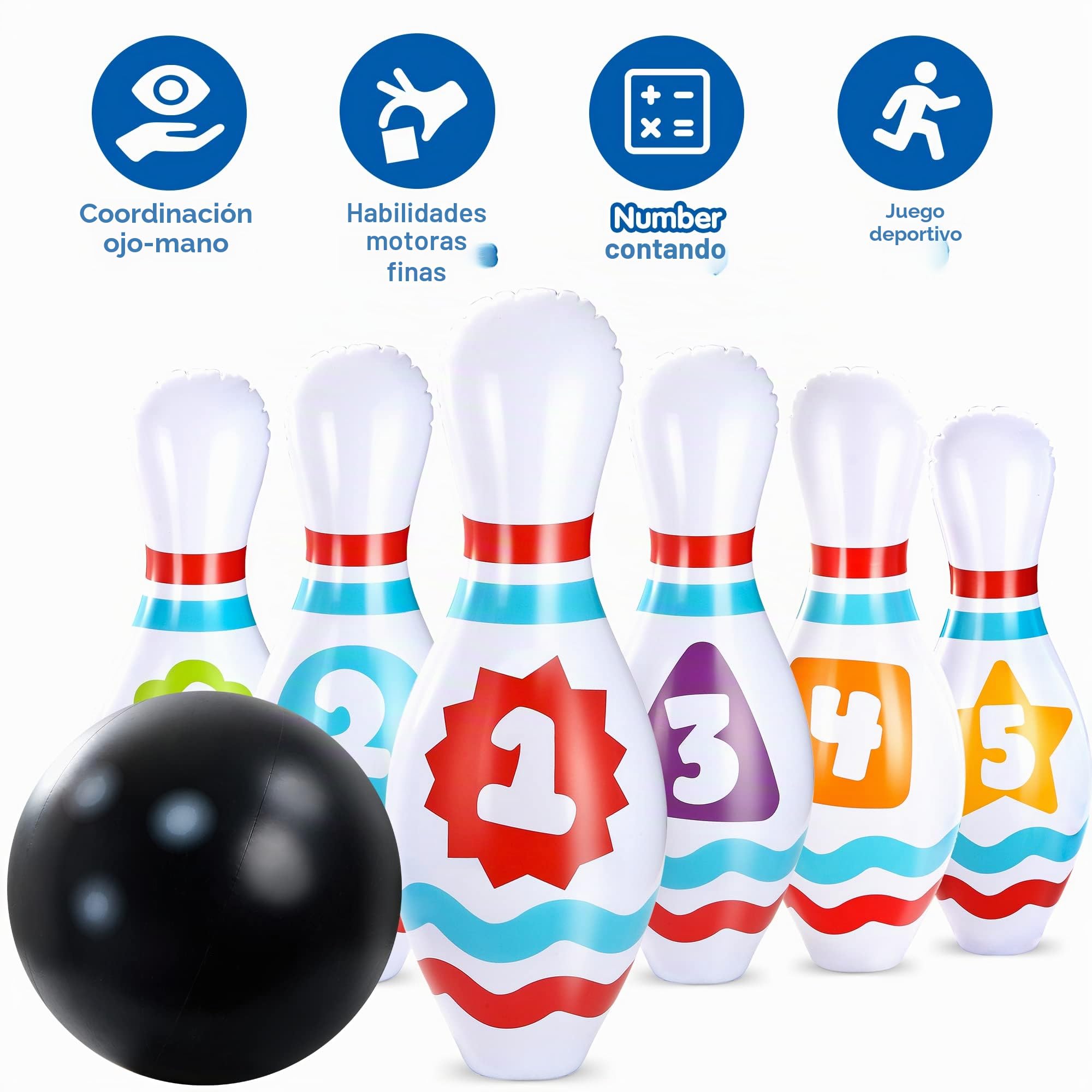 JOYIN Giant Inflatable Bowling Set for Kids and Adults, Christmas Birthday Party Games, Kids Education Motor Skills Toys