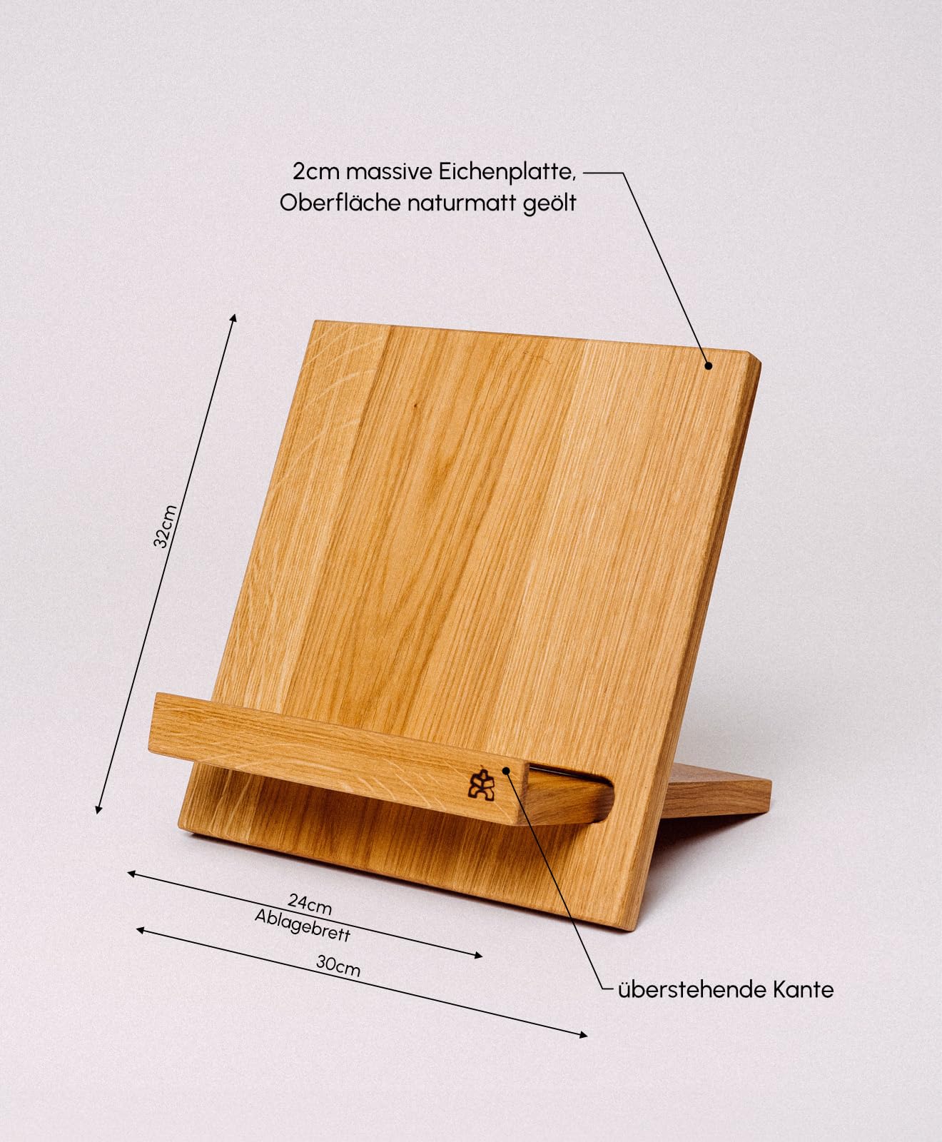 Espositore per libri in legno Pauker – per libri – per tablet – per libri – per libri di cucina – fermalibri in legno di rovere