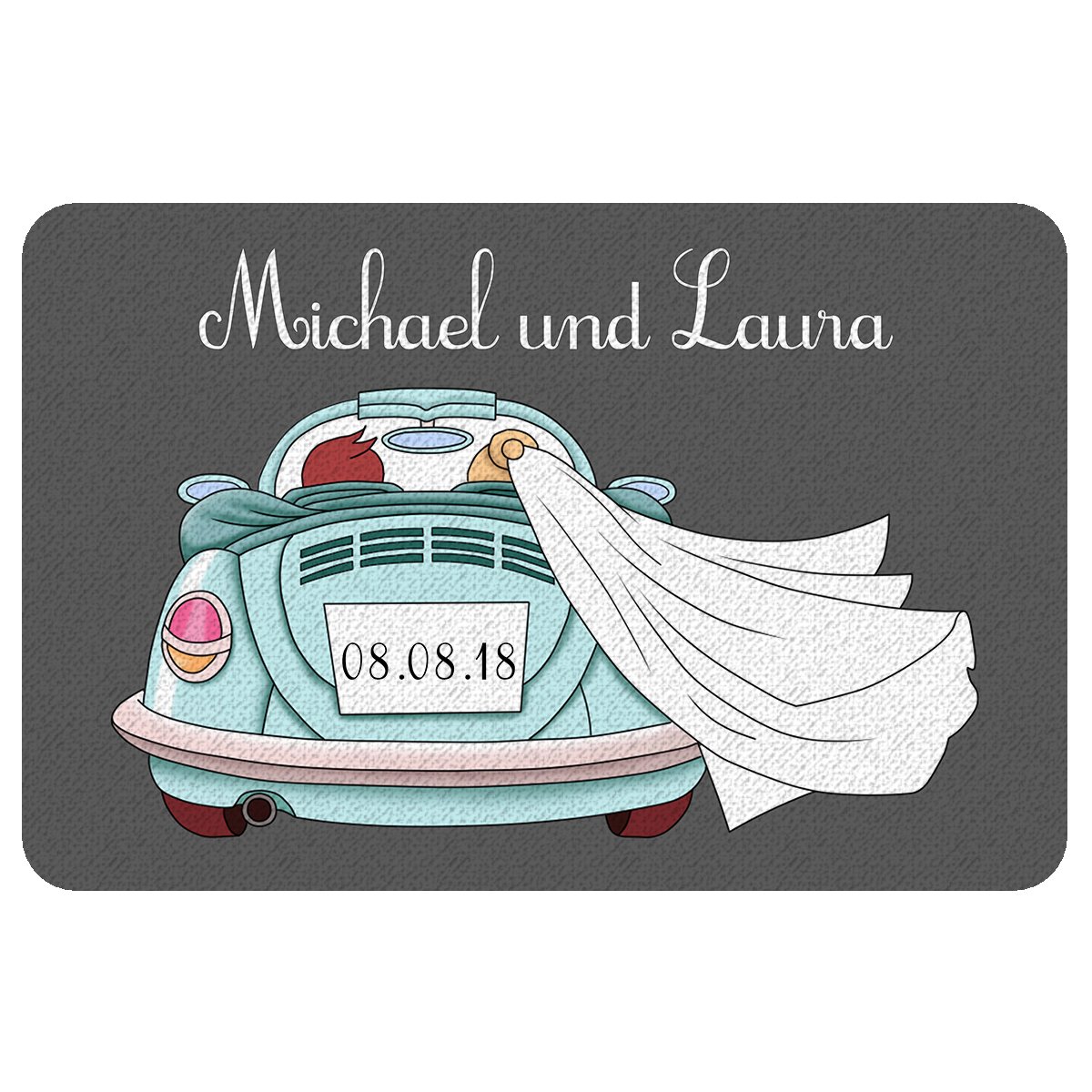 Cera & Toys® Fußmatte Zur Hochzeit – Personalisiert Mit Brautpaar & Namen, 60x40 Cm Oder 70x50 Cm
